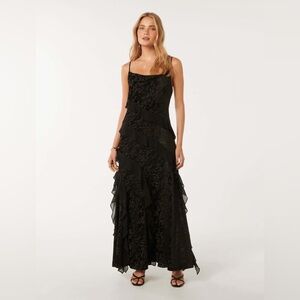 EVER NEW Piper Velvet Ruffle Maxi Dress, Size 2US, $219